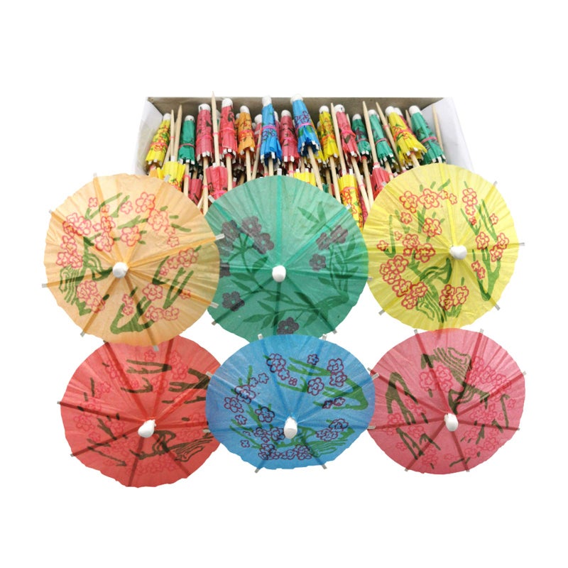 BLUETOP Cocktail Umbrella Parasol Picks 4 Inch Pack 144 Assorted Colors Drink Umbrella Toothpicks for Drink&Food  Decorative toothpicks for Party Hotel  Restaurant Hawaiian Party Children's Day - Image 1